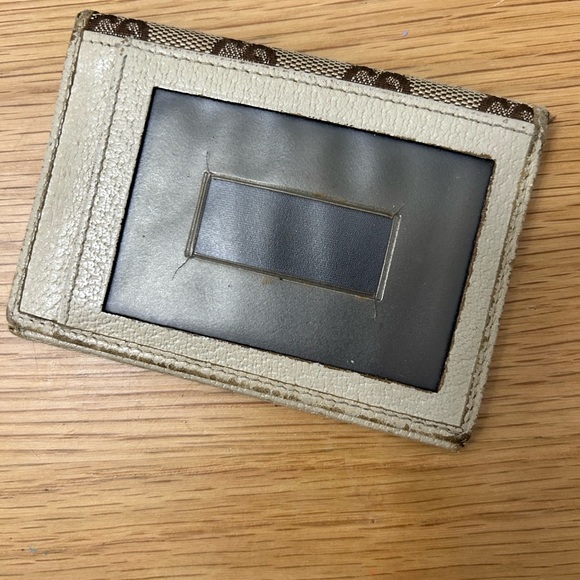 Gucci GG Canvas Card Holder Wallet Beige Brown Monogram Gold Logo Plate - Picture 4 of 8